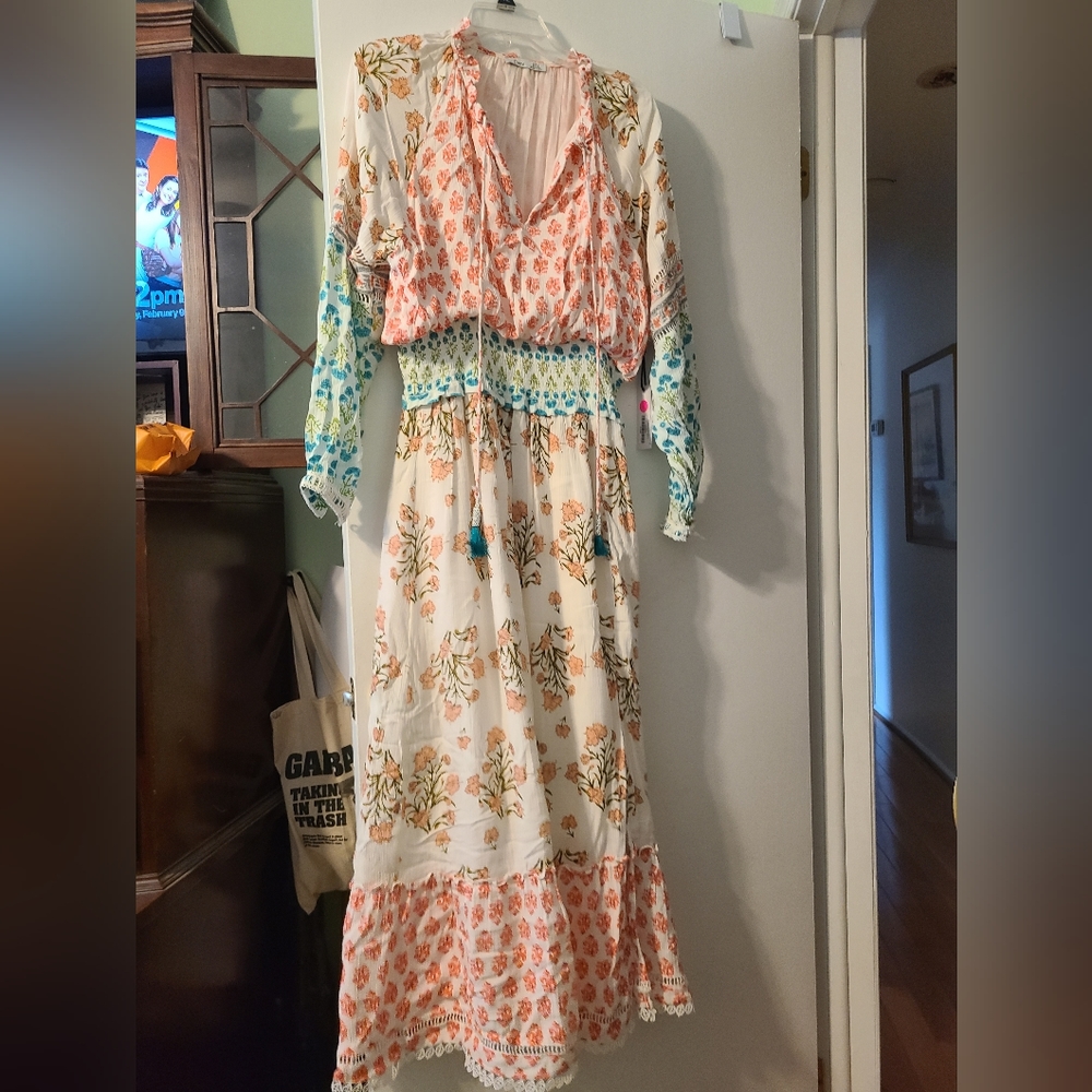 Dex Dress Mixed Print Maxi Dress Sz L